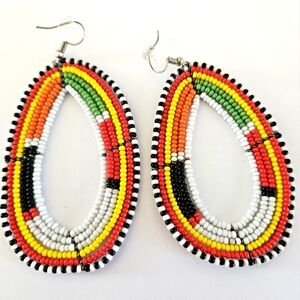 Multicolored beaded African style earrings